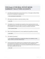 FOS Exam 2 FOR REAL ESTATE  MCQS SUMMARY SOLICITORS  ACCOUNTS