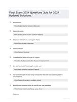 Final Exam 2024 Questions Quiz for 2024 Updated Solutions.