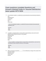 Exam questions complete Questions and Answers Attained Grade A+ Assured Satisfaction latest  update WITH NGN