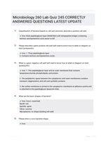 Microbiology 260 Lab Quiz 245 CORRECTLY ANSWERED QUESTIONS LATEST UPDATE