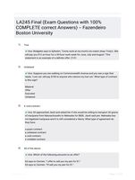 LA245 Final (Exam  Questions with 100% COMPLETE correct Answers) -- Fazendeiro Boston University