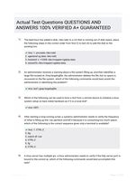 Actual Test Questions QUESTIONS AND ANSWERS 100% VERIFIED A+ GUARANTEED