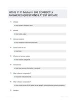 HTHS 1111 Midterm 289 CORRECTLY ANSWERED QUESTIONS LATEST UPDATE