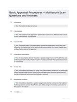 Basic Appraisal Procedures  McKissock Exam Questions and Answers