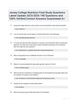 Jersey College Nutrition Final Study Questions Latest Update 2025-2026 190 Questions and 100% Verified Correct Answers Guaranteed A+