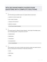 MTA BUS MAINTAINER CHASSIS EXAM QUESTIONS WITH COMPLETE SOLUTIONS