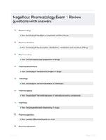Nagelhout Pharmacology Exam 1 Review questions with answers