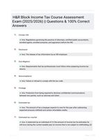 H&R Block Income Tax Course Assessment Exam (2025/2026) || Questions & 100% Correct Answers